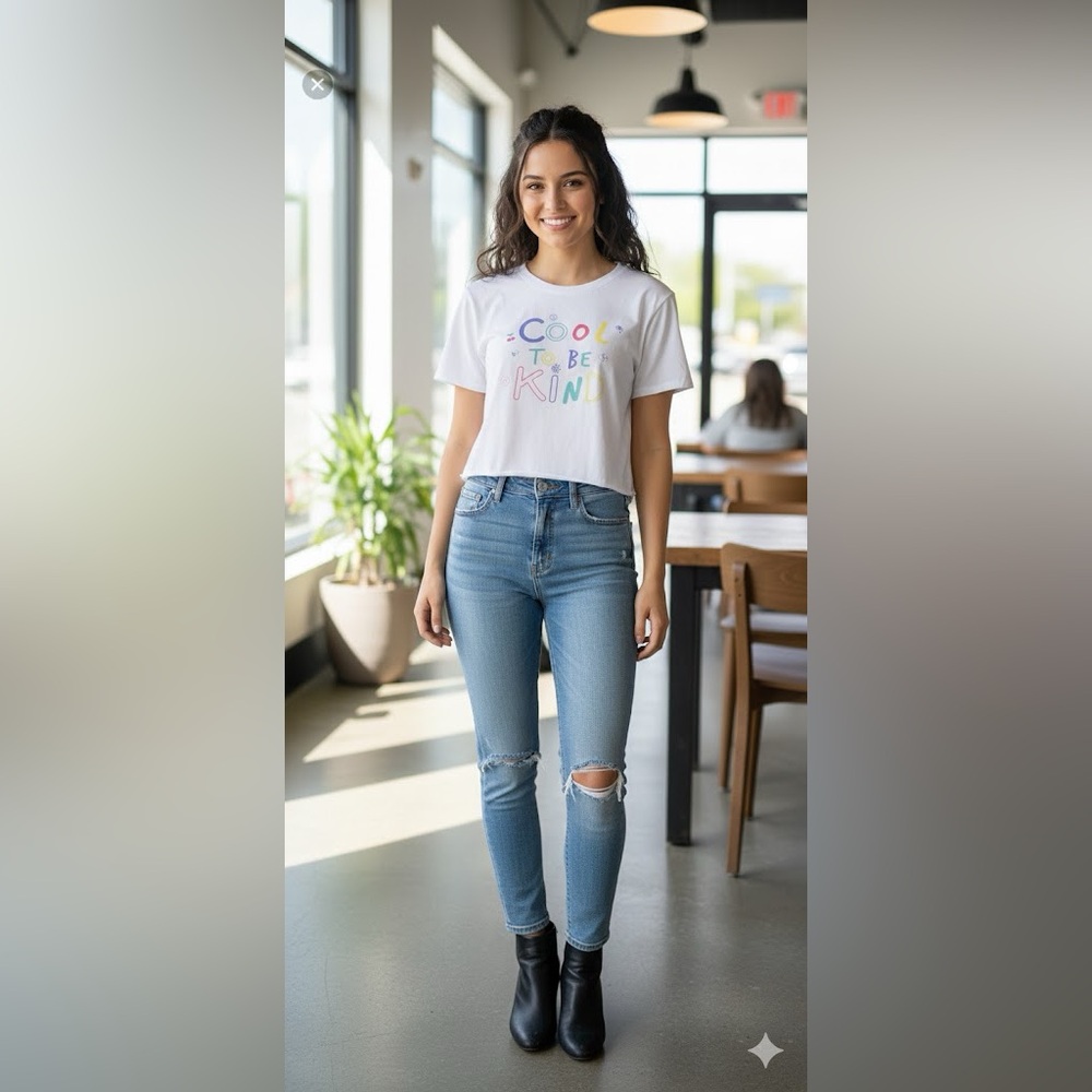 Cool To Be Kind Graphic Crop Tee T-shirt Casual Top Womens Size Large Top